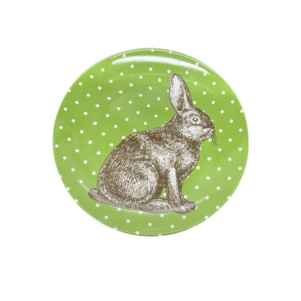 BIA Polka Dot Easter Bunny Rabbit Salad Dessert Plates Set of 4 Pastel Colors